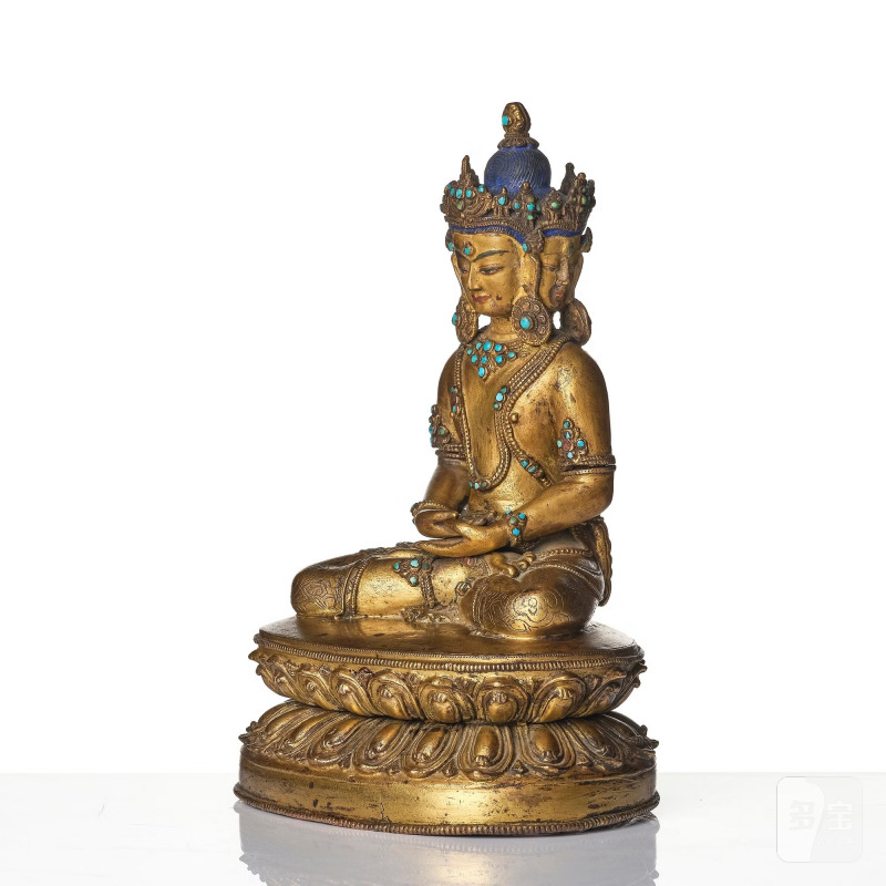 A Tibetan or Nepalese Gilt-Copper Alloy Figure of Sarvavid Vairocana, - 图2
